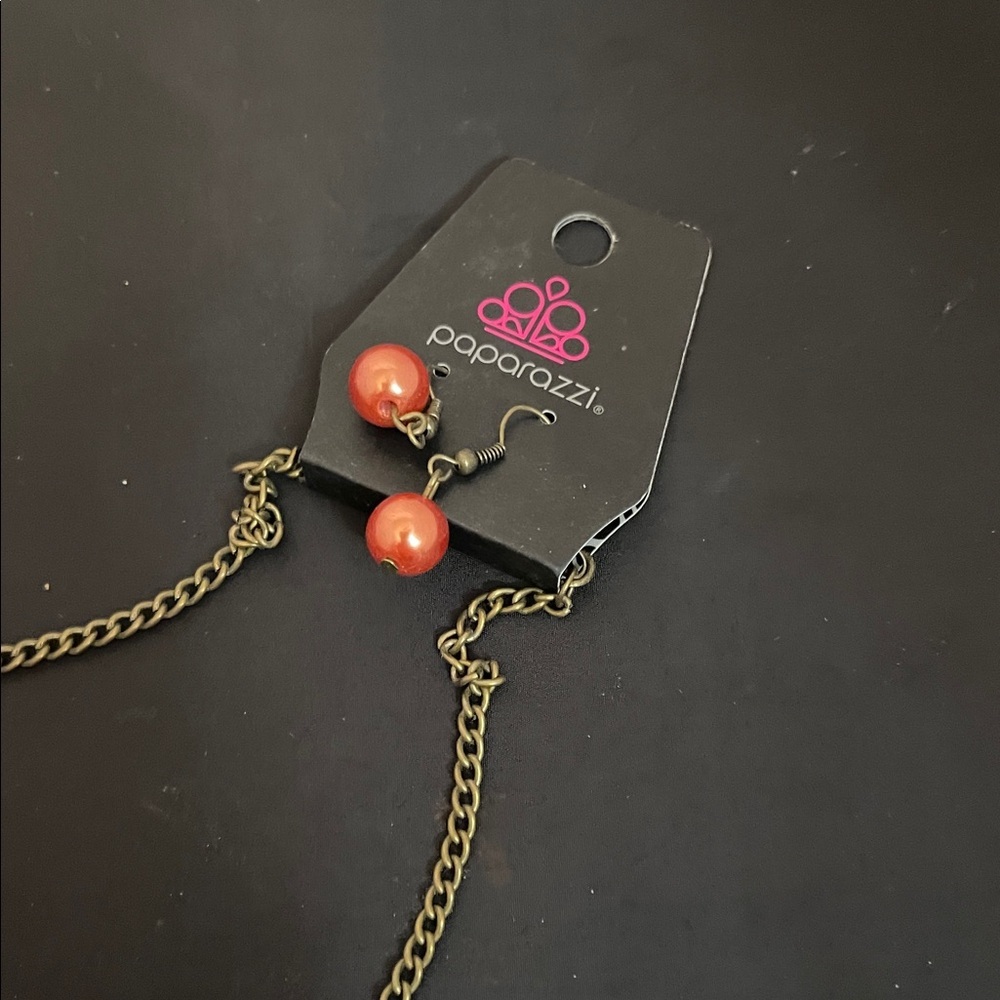 Paparazzi Bold Red and Gold Necklace - Picture 7 of 8